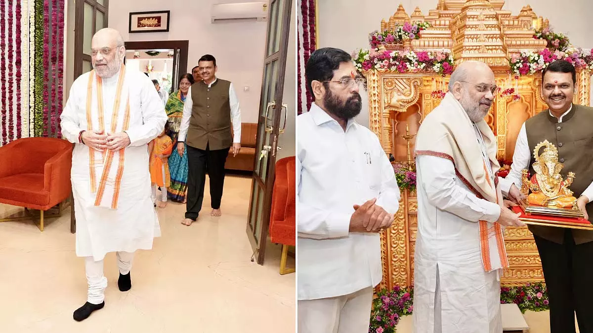 Ganeshotsav 2025: केंद्रीय गृह मंत्री गणपति दर्शन के लिए महाराष्ट्र के CM के आवास पर पहुंचे Ganeshotsav 2025: केंद्रीय गृह मंत्री गणपति दर्शन के लिए महाराष्ट्र के CM के आवास पर पहुंचे
