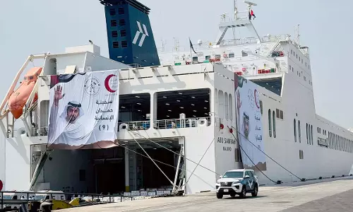 UAE का 9वां हमदान मानवीय जहाज ऑपरेशन चिवालरस नाइट 3 के तहत गाजा के लिए रवाना हुआ