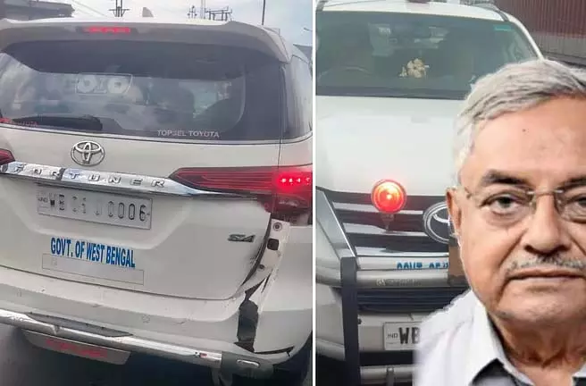 लॉरी ने कार को टक्कर मारी, राज्य मंत्री को बड़े खतरे से बचाया लॉरी ने कार को टक्कर मारी, राज्य मंत्री को बड़े खतरे से बचाया