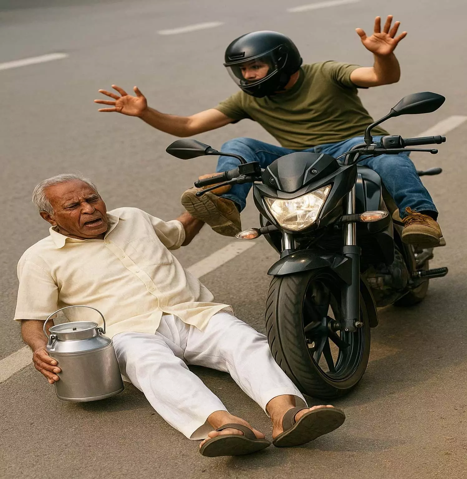 सड़क हादसा: दूध लेने गए बुजुर्ग को तेज रफ्तार बाइक ने मारी टक्कर सड़क हादसा: दूध लेने गए बुजुर्ग को तेज रफ्तार बाइक ने मारी टक्कर