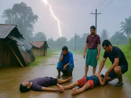 असम-मेघालय सीमा क्षेत्र में बिजली गिरने से एक की मौत, तीन घायल असम-मेघालय सीमा क्षेत्र में बिजली गिरने से एक की मौत, तीन घायल