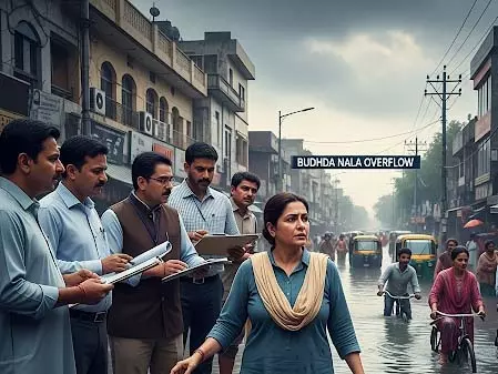 बारिश और बुड्ढा नाले के ओवरफ्लो से जलभराव, मेयर इंद्रजीत कौर ने लिया जायजा बारिश और बुड्ढा नाले के ओवरफ्लो से जलभराव, मेयर इंद्रजीत कौर ने लिया जायजा