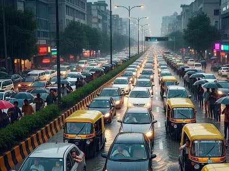 NCR में बारिश से गुरुग्राम की सड़कों पर भीषण जाम, यातायात व्यवस्था प्रभावित NCR में बारिश से गुरुग्राम की सड़कों पर भीषण जाम, यातायात व्यवस्था प्रभावित