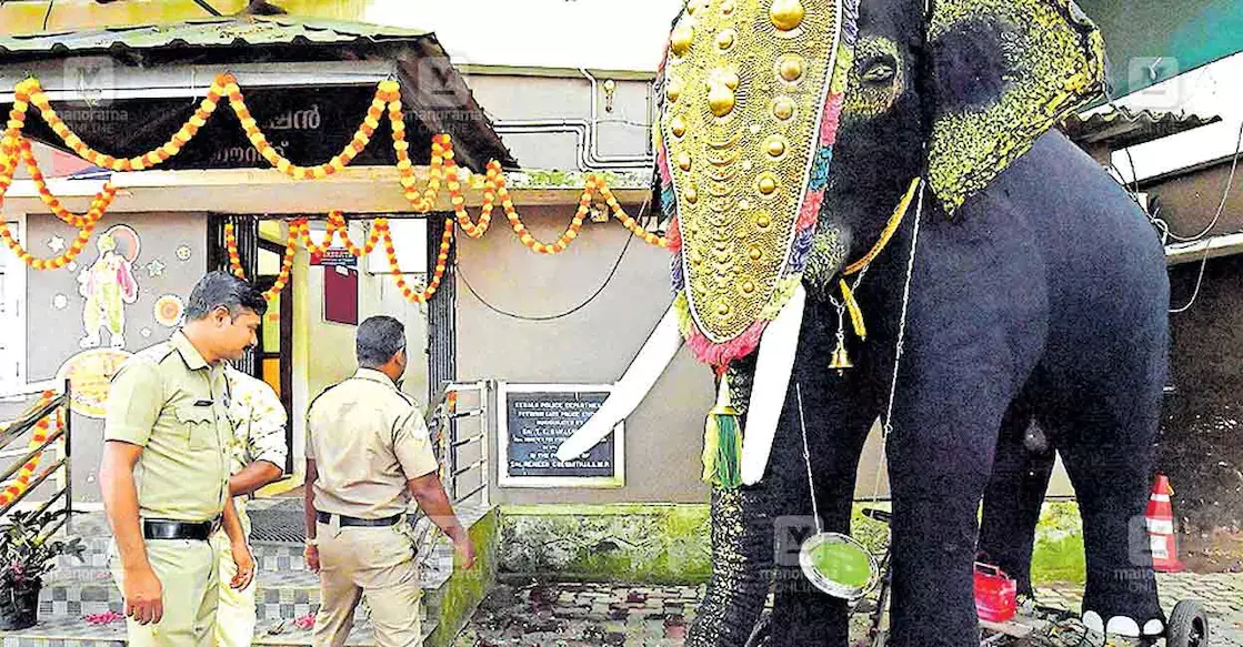 Kottayam पुलिस स्टेशन में बिजली से चलने वाले हाथी ने सूंड और तुरही बजाकर सबका ध्यान अपनी ओर खींचा Kottayam पुलिस स्टेशन में बिजली से चलने वाले हाथी ने सूंड और तुरही बजाकर सबका ध्यान अपनी ओर खींचा