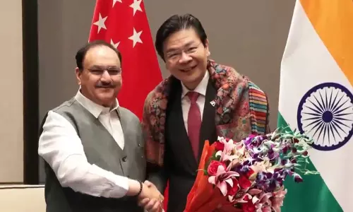 जेपी नड्डा ने दिल्ली में सिंगापुर के PM लॉरेंस वोंग से की मुलाकात