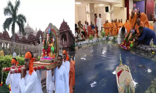 अक्षरधाम मंदिर में जल-झूलनी और गणपति विसर्जन महोत्सव मनाया गया