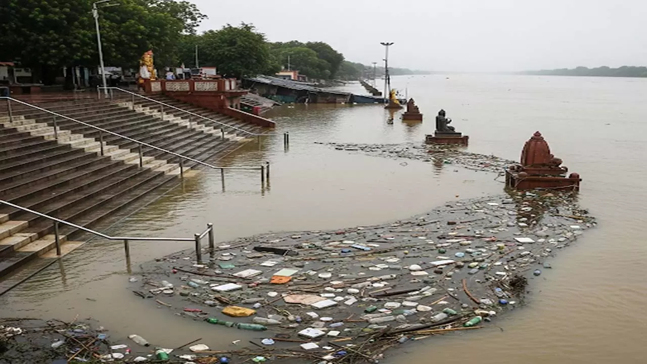 दिल्ली के कालिंदी कुंज यमुना घाट में बाढ़ का खतरा दिल्ली के कालिंदी कुंज यमुना घाट में बाढ़ का खतरा