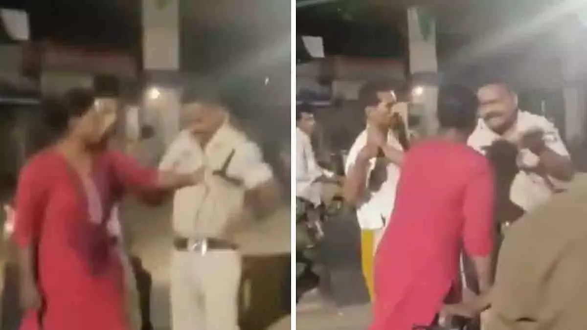AP: नशे में धुत ट्रैफिक पुलिस ने की महिला से अभद्रता, लोगों ने जताया विरोध AP: नशे में धुत ट्रैफिक पुलिस ने की महिला से अभद्रता, लोगों ने जताया विरोध