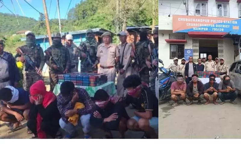 Manipur पुलिस की बड़ी कार्रवाई, 10 ड्रग तस्कर गिरफ्तार; ब्राउन शुगर जब्त Manipur पुलिस की बड़ी कार्रवाई, 10 ड्रग तस्कर गिरफ्तार; ब्राउन शुगर जब्त