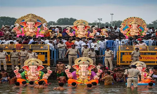 गणेश विसर्जन के लिए कड़ी सुरक्षा, ट्रैफिक प्रतिबंध लागू