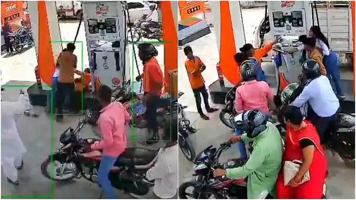 UP: पेट्रोल पंप पर महिला का हंगामा, कर्मचारी पर बोतल से हमला UP: पेट्रोल पंप पर महिला का हंगामा, कर्मचारी पर बोतल से हमला