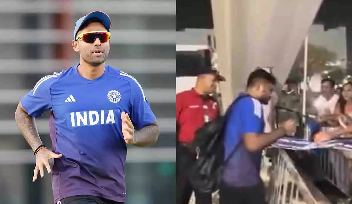 Sanju Samson के फैंस ने मचाया हंगामा, सूर्यकुमार यादव ने ली मज़ेदार चुटकी Sanju Samson के फैंस ने मचाया हंगामा, सूर्यकुमार यादव ने ली मज़ेदार चुटकी