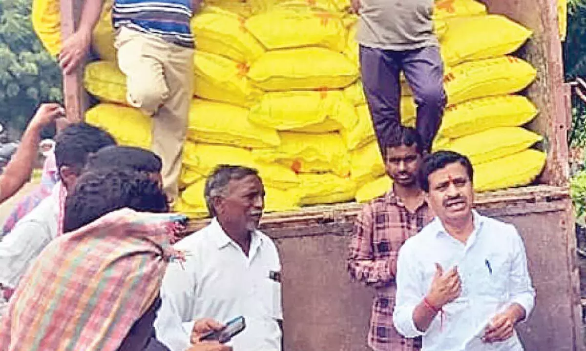 ओडेला पैक्स में यूरिया के लिए किसानों की कतार लगी रही