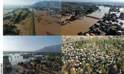झेलम का जलस्तर घटा, शालिना नदी टूटने से कई इलाके जलमग्न