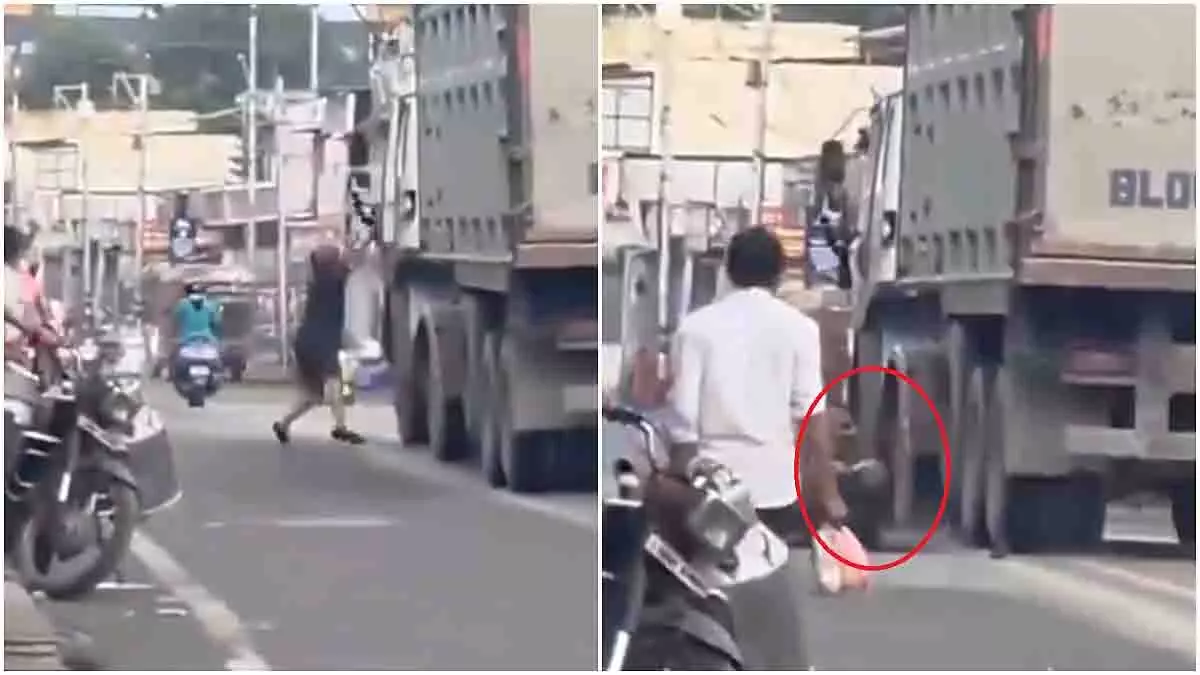 Dehradun: तेज़ रफ्तार डंपर रोकने के लिए बाइक सवार ने लगाई जान की बाज़ी Dehradun: तेज़ रफ्तार डंपर रोकने के लिए बाइक सवार ने लगाई जान की बाज़ी