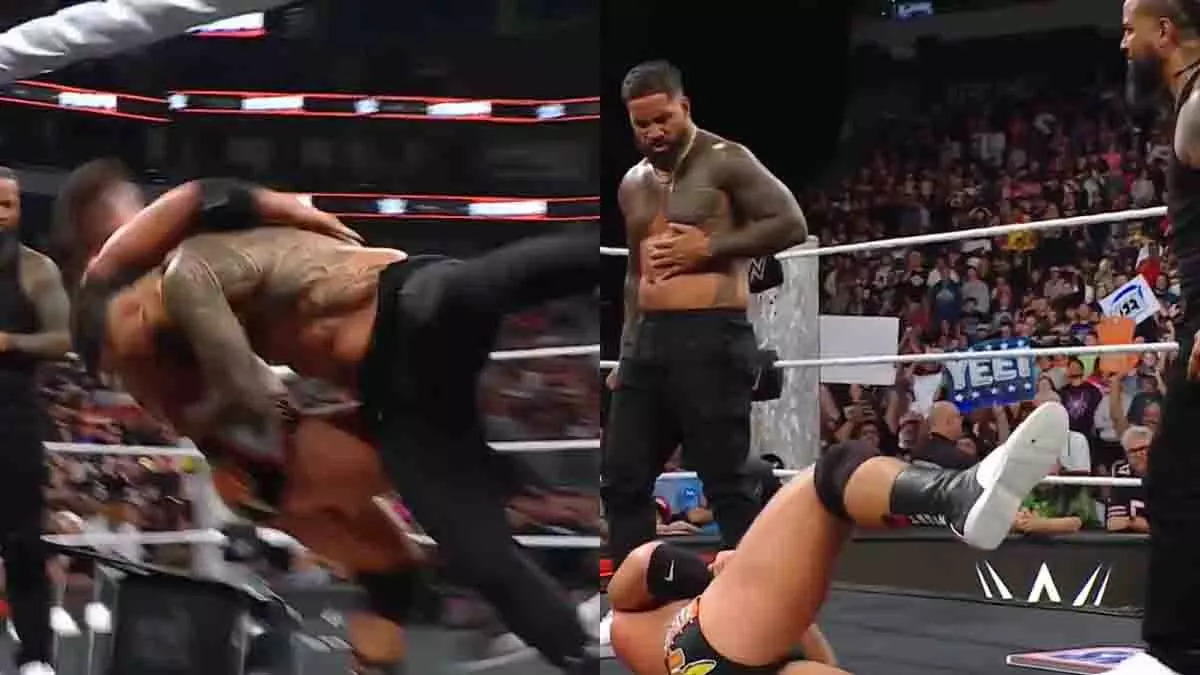 WWE रॉ: जे उसो ने एलए नाइट को स्पीयर्स किया, भाई जिमी को चौंका दिया WWE रॉ: जे उसो ने एलए नाइट को स्पीयर्स किया, भाई जिमी को चौंका दिया