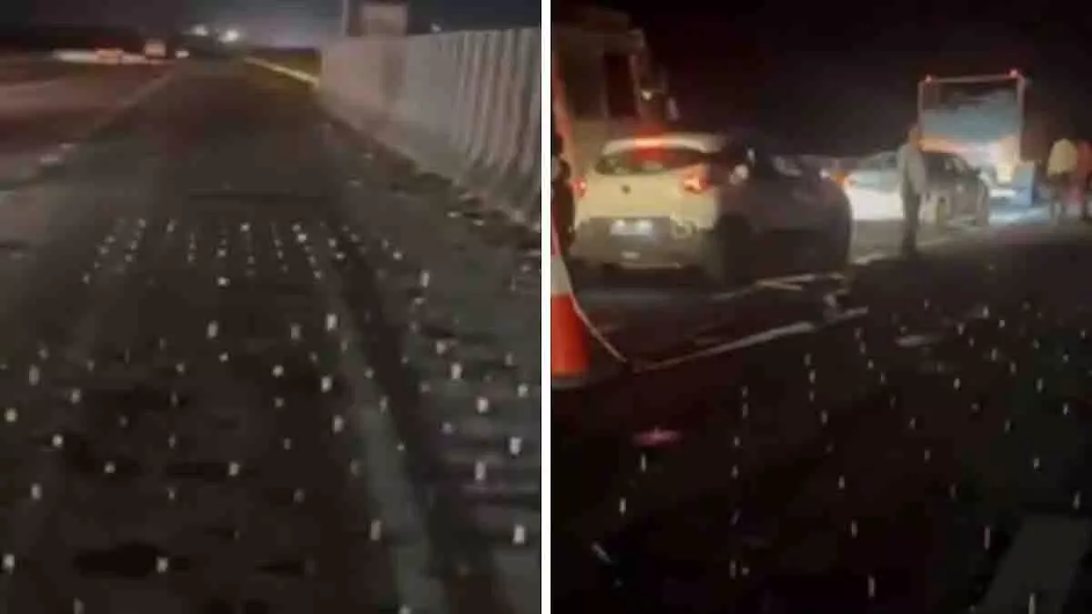 Nagpur-Mumbai एक्सप्रेसवे पुल पर कीलें मिलीं, कई कारें पंक्चर हुईं Nagpur-Mumbai एक्सप्रेसवे पुल पर कीलें मिलीं, कई कारें पंक्चर हुईं