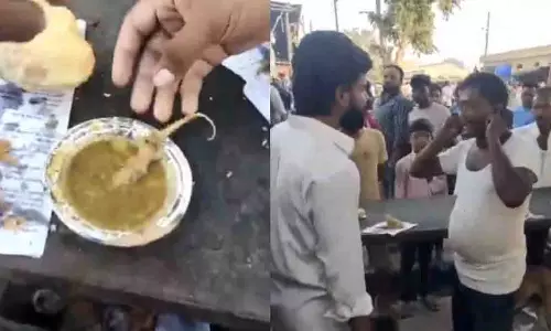 UP: रेहड़ी वाले से कचौड़ी खरीदते समय सब्जी में मरी हुई छिपकली मिली UP: रेहड़ी वाले से कचौड़ी खरीदते समय सब्जी में मरी हुई छिपकली मिली