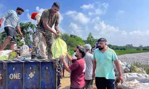 Nawanshahr में धुस्सी बांध पर तीन जगहों पर दरारें Nawanshahr में धुस्सी बांध पर तीन जगहों पर दरारें