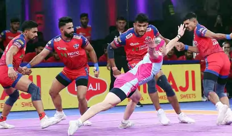 Nitin और समादी के शानदार प्रदर्शन से जयपुर पिंक पैंथर्स ने घरेलू मैदान पर पहली जीत दर्ज की Nitin और समादी के शानदार प्रदर्शन से जयपुर पिंक पैंथर्स ने घरेलू मैदान पर पहली जीत दर्ज की