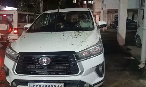 रायपुर में पार्किंग के दौरान भाजपा नेता की गाड़ी पर गिरा गमला, मचा हड़कंप