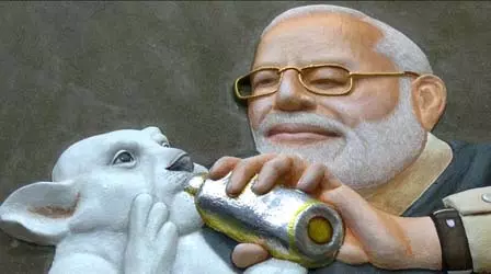 चित्रकार ने गोबर से बनाई पीएम मोदी की अनूठी पेंटिंग, जन्मदिन पर जीता दिल चित्रकार ने गोबर से बनाई पीएम मोदी की अनूठी पेंटिंग, जन्मदिन पर जीता दिल