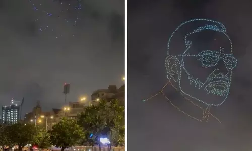 PM Modi के 75वें जन्मदिन पर 3डी ड्रोन शो से जगमगा उठा मुंबई का मरीन ड्राइव