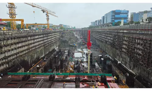 मुंबई बुलेट ट्रेन स्टेशन पर 84% खुदाई कार्य पूरा मुंबई बुलेट ट्रेन स्टेशन पर 84% खुदाई कार्य पूरा