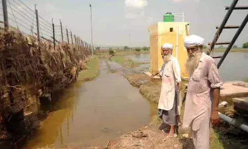 Amritsar के किसान असहाय होकर देख रहे, कि रावी नदी में बाढ़ ने सीमा पर 50 एकड़ ज़मीन निगल ली Amritsar के किसान असहाय होकर देख रहे, कि रावी नदी में बाढ़ ने सीमा पर 50 एकड़ ज़मीन निगल ली