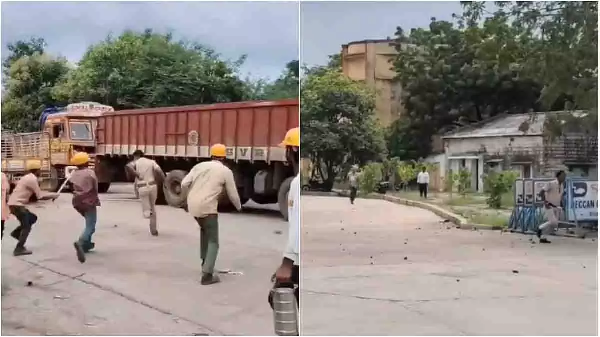 Telangana: मजदूर की मौत के बाद बिहार के श्रमिकों ने पुलिसकर्मियों को पीटा Telangana: मजदूर की मौत के बाद बिहार के श्रमिकों ने पुलिसकर्मियों को पीटा