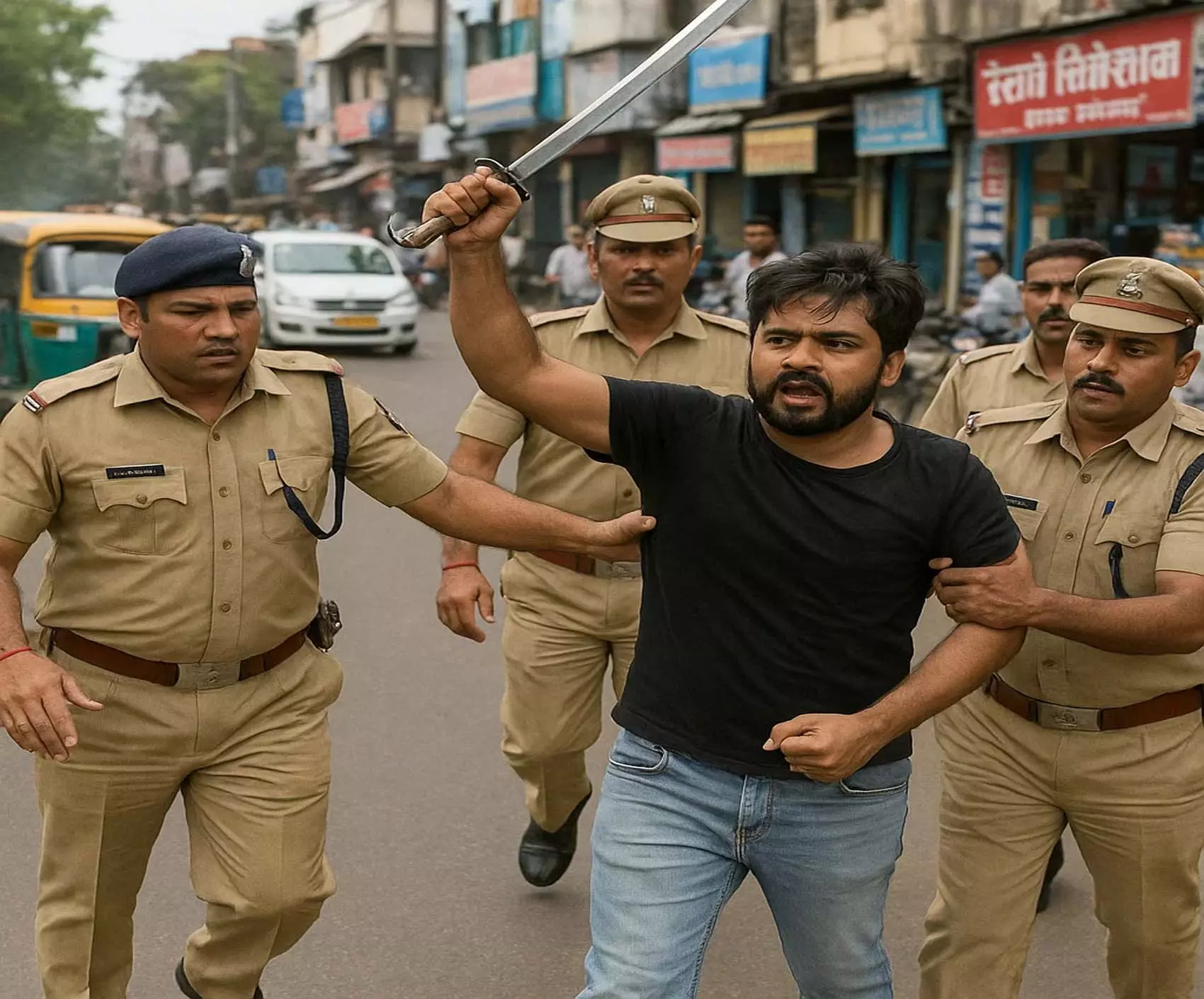 आर्शीवाद चौक में तलवार लहराने वाला बदमाश गिरफ्तार आर्शीवाद चौक में तलवार लहराने वाला बदमाश गिरफ्तार