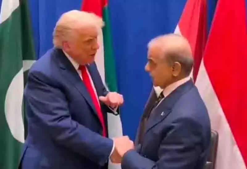 पाकिस्तानी प्रधानमंत्री शरीफ और फील्ड मार्शल मुनीर ने व्हाइट हाउस में ट्रंप से मुलाकात की पाकिस्तानी प्रधानमंत्री शरीफ और फील्ड मार्शल मुनीर ने व्हाइट हाउस में ट्रंप से मुलाकात की