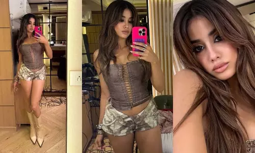 काउगर्ल बनीं Janhvi Kapoor, स्ट्रैपलेस कॉर्सेट और शॉर्ट्स में लुटाया ग्लैमर