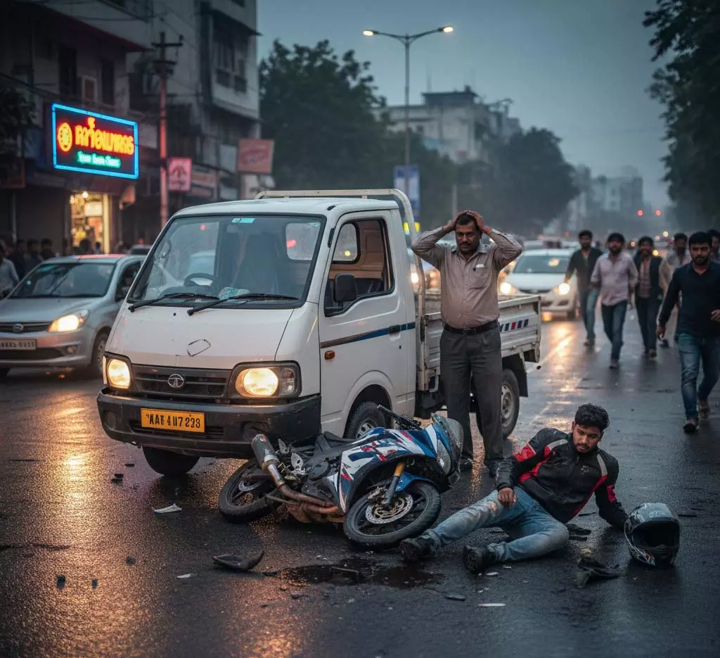 ओवरब्रिज पर हादसा, तेज रफ्तार टाटा एस ने बाइक सवार को मारी टक्कर ओवरब्रिज पर हादसा, तेज रफ्तार टाटा एस ने बाइक सवार को मारी टक्कर