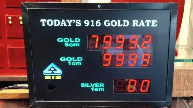 Kerala: डिस्प्ले बोर्ड पर सोना 10,000 रुपये के पार पहुँच गया
