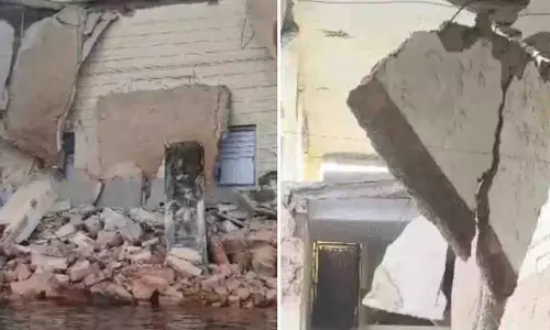 Bhopal: हमीदिया कॉलेज की इमारत का एक हिस्सा गिरा