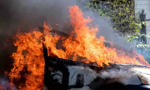 Ludhiana: दक्षिणी बाईपास पर आग लगने से कार जलकर खाक