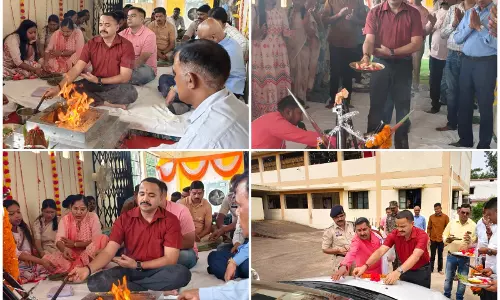 रक्षित केंद्र, थानों और पुलिस चौकियों में शस्त्र पूजा हुई, विजयादशमी पर परम्परा का किया किया निर्वहन
