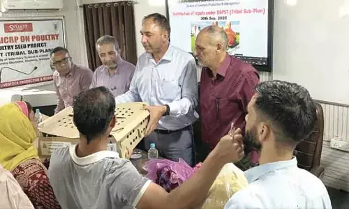 सेवा पर्व: SKUAST-K ने आदिवासी किसानों को मुर्गी के चूजे वितरित किए सेवा पर्व: SKUAST-K ने आदिवासी किसानों को मुर्गी के चूजे वितरित किए
