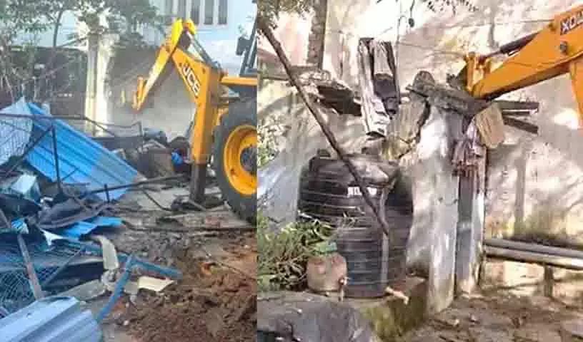 भारी तनाव के बीच, Kondapur में सरकारी जमीन पर अतिक्रमण हाइड्रा ने ध्वस्त कर दिया भारी तनाव के बीच, Kondapur में सरकारी जमीन पर अतिक्रमण हाइड्रा ने ध्वस्त कर दिया