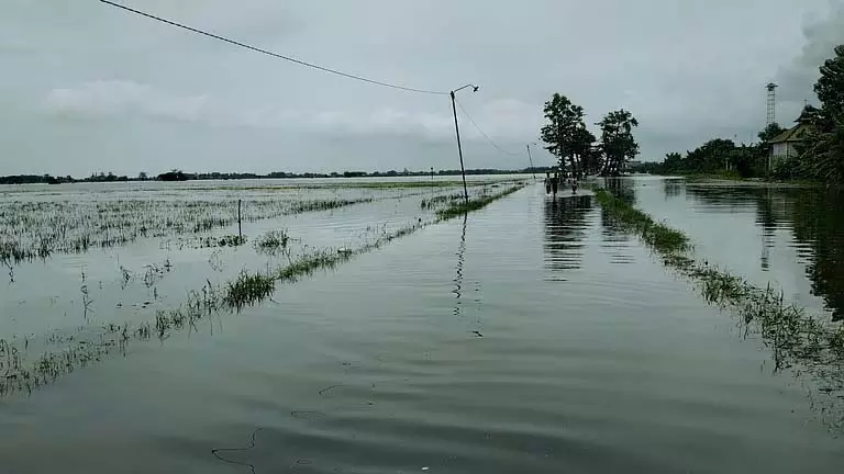 Chandrakona में पानी घुस रहा है, ज़मीन और सड़कें फिर डूबी Chandrakona में पानी घुस रहा है, ज़मीन और सड़कें फिर डूबी