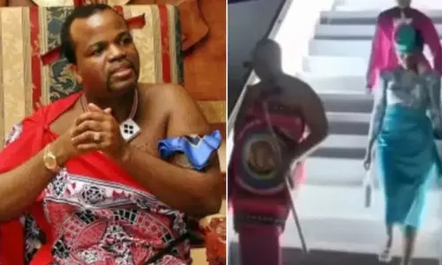 Eswatini के राजा मस्वाती III के अबू धाबी में भव्य आगमन से प्रतिक्रिया हुई