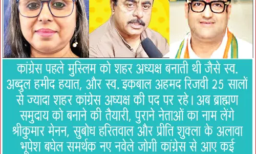 कांग्रेस शहर अध्यक्ष ब्राह्मण समाज को!