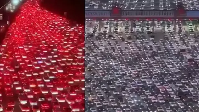 China में भयानक ट्रैफिक जाम, वीडियो वायरल