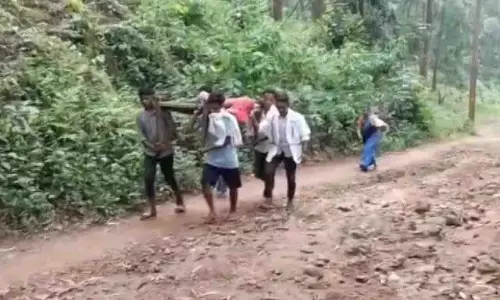 सड़क न होने के कारण गर्भवती महिला को 2 किमी तक खाट पर ले जाया गया