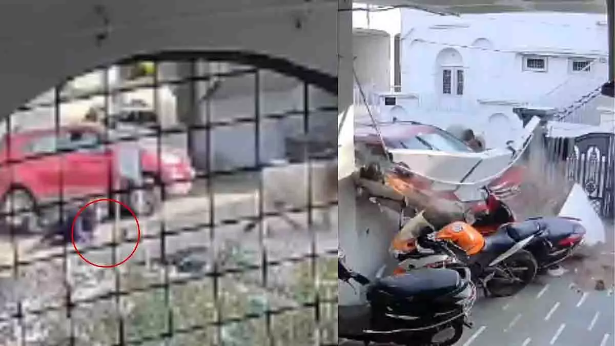 Dewas: 14 साल का बच्चा चला रहा था क्रेटा, दीवार से टकराई कार Dewas: 14 साल का बच्चा चला रहा था क्रेटा, दीवार से टकराई कार