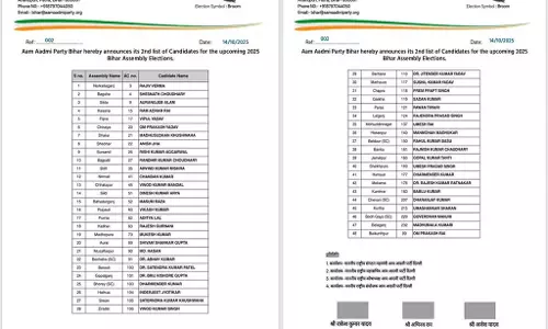 आम आदमी पार्टी ने जारी की दूसरी सूची, 48 उम्मीदवारों के नाम घोषित आम आदमी पार्टी ने जारी की दूसरी सूची, 48 उम्मीदवारों के नाम घोषित