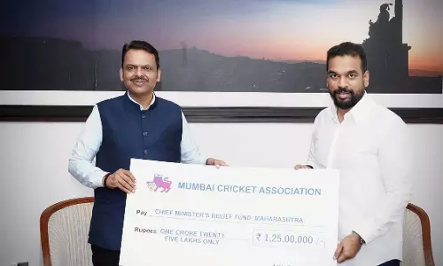 महाराष्ट्र: क्रिकेट एसोसिएशन ने किसानों की मदद के लिए CM राहत कोष में ₹1.25 करोड़ दान किए महाराष्ट्र: क्रिकेट एसोसिएशन ने किसानों की मदद के लिए CM राहत कोष में ₹1.25 करोड़ दान किए