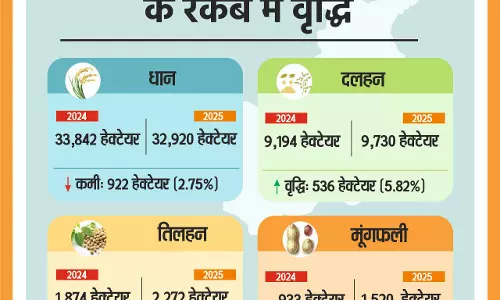 दलहन-तिलहन का रकबा बढ़ा, धान के रकबे में हुई कमी दलहन-तिलहन का रकबा बढ़ा, धान के रकबे में हुई कमी