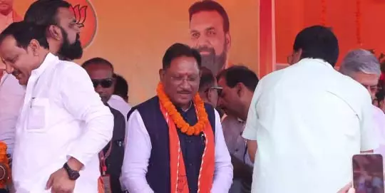 तारापुर में CM साय ने नामांकन सभा को किया संबोधित तारापुर में CM साय ने नामांकन सभा को किया संबोधित